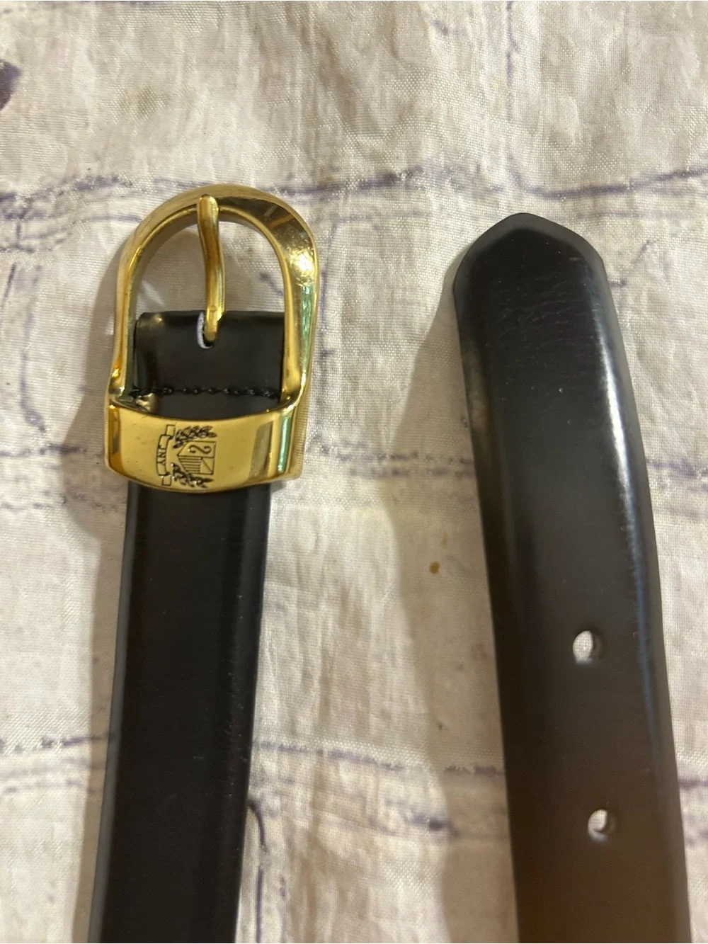 JONES NEW YORK HAND GLAZED P.U.COATED SPLIT COWHIDE TAIWAN MADE BLACK BELT L